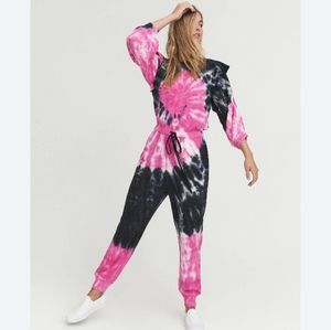 Something Navy Meghan Tie Dye Ruffle Sleeve Jumpsuit Pink / L Aries Core